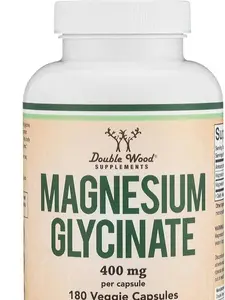 Magnesium Glycinate 400mg, 180 Capsules - for Sleep, Muscle, & Heart Support - (Vegan, Third Party Tested, Gluten Free, Non-GMO) by Double Wood Supplements