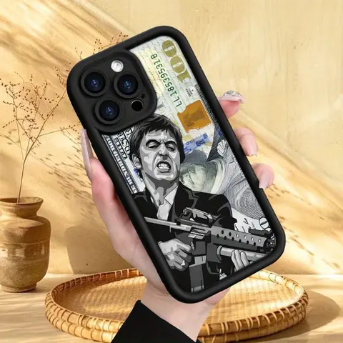 Creative Scar Face Painted Pattern Soft Silicone iPhone Case - Skinny, Customized, Non-Slip, Raised Lips, Shockproof, Durable, for iPhone 18,17,16,15,14,14 Pro,13,12,11,XR,XS,SE Plus, Mobile Phone Casing, Protection Accessory