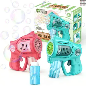 21-Hole Automatic Water Absorption Mini Space Electric Bubble Machine  with 1 Bottles Solution  60ml Bubble Gun for  Kids 3-8  Party Favors Summer Outdoors Wedding Toys Gifts for Boys Girls