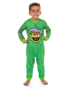 Sesame Street Pajamas Toddler Oscar The Grouch Fleece Zip Front Footless Sleeper