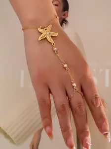 1pc Fashionable Minimalist Starfish Pearl Beaded Midi Rings Bracelet, Perfect Daily Women Accessories, Size As Primary Basis, Exact Bead Quantity May Vary,Trendy All-match & Exquisite Jewelry for Birthday Gift