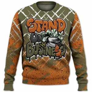 Knitted Sweater To Match Olive 5s - Halftone Stand Business Dripping 5T4