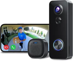 Doorbell, 180 -to- Video, Live View with Two-Way Talk, No Monthly Fee, 2.4G  with Chime, Local/Cloud Storage, Human Detection, Compatible with Alexa &