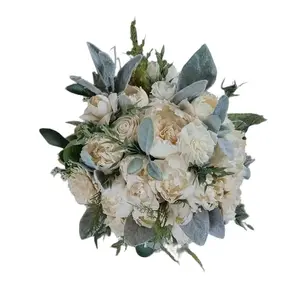 Ivory wedding bouquet,  sola wood flower bouquet,  bouquet with greenery,  winter wedding