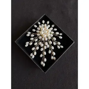 White/Purple Artificial Pearl pin Brooch handmade