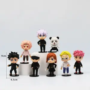 8Pcs/Set Jujutsu Kaisen Anime Figures Model 9cm Satoru Gojo Itadori Yuji Fushiguro Megumi Sitting Posture Toy Dolls Gift