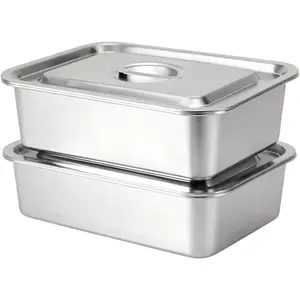 4 Inch Deep Lasagna Pan with Lid, 2 Pack 7.4QT Stainless Steel Baking and Roasting Pans with Lids, Rectangle Baking Sheet for Oven