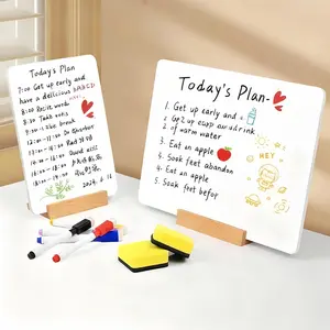 1pc Double Sided Writing Message, Desktop Erasable Whiteboard, Board Standing Small Blackboard, Presentation Board for Meetings, Notes, Markers, Eraser, Ideal for Home & Office, A4/A5/A6 Size