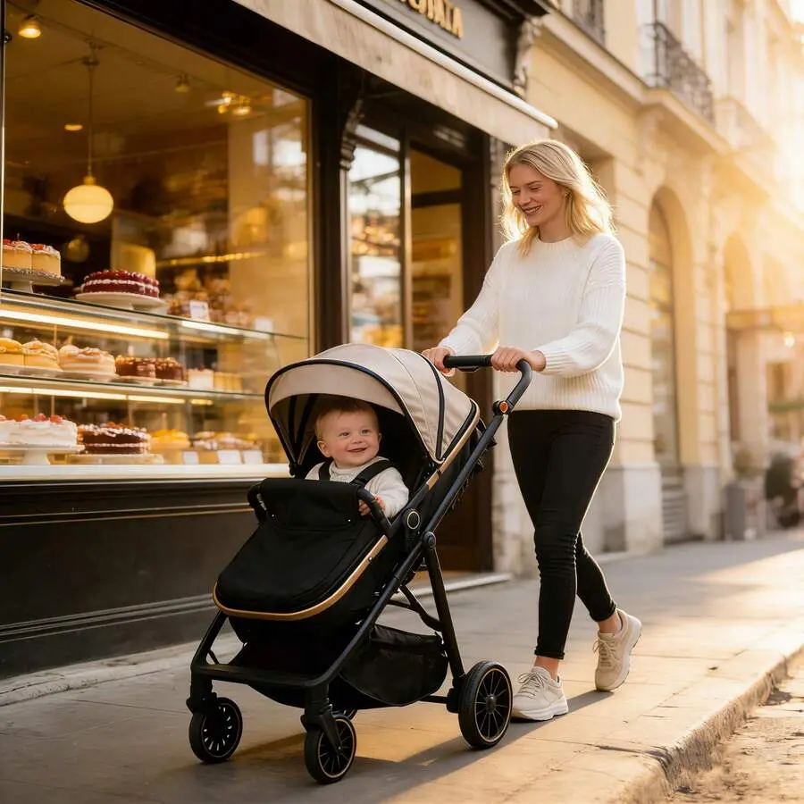 Infant-Safe and Bassinet Strollers, High View Lightweight Baby Pushchair with Reversible Bassinet for Newborns 0 - 3 Years, Compact for Travel, Unisex
