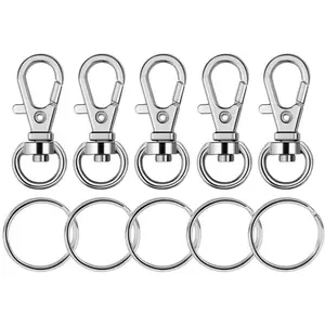 100 count Metal Swivel Lanyard Snap Hook with Key Rings ()
