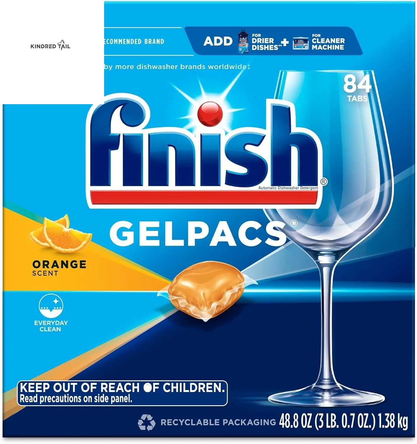 Gelpacs Dishwasher Detergent Pods, Quick Dissolving Cleaning Power, Fights Grease & Dried-On Food, Easy-To-Use Pre-Measured Dishwasher Soap, Orange Scent, 84 Count