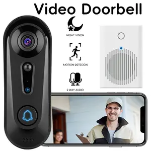 Smart Video Doorbell Camera with Wireless Indoor Chime, HD Night Vision, Motion Detection, Photo Save, 2.4G WiFi, Two-Way Audio, Cloud Storage, Waterproof
