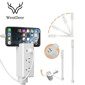 WestDeer Outlet Electrical Outlet Extender with USB-AUSB-C & 2 AC Outlets Extendable 22-34" Rotatable180°plug,For kitchens,studies,bedrooms PowerStrip,Perfect Gift