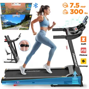 Famistar Foldable Treadmill for Home Gym, Electric Exercise Treadmill with Adjustable Incline, 64 Programs, APP Control, 7.5MPH, Bluetooth Speakers, 300lbs Capacity