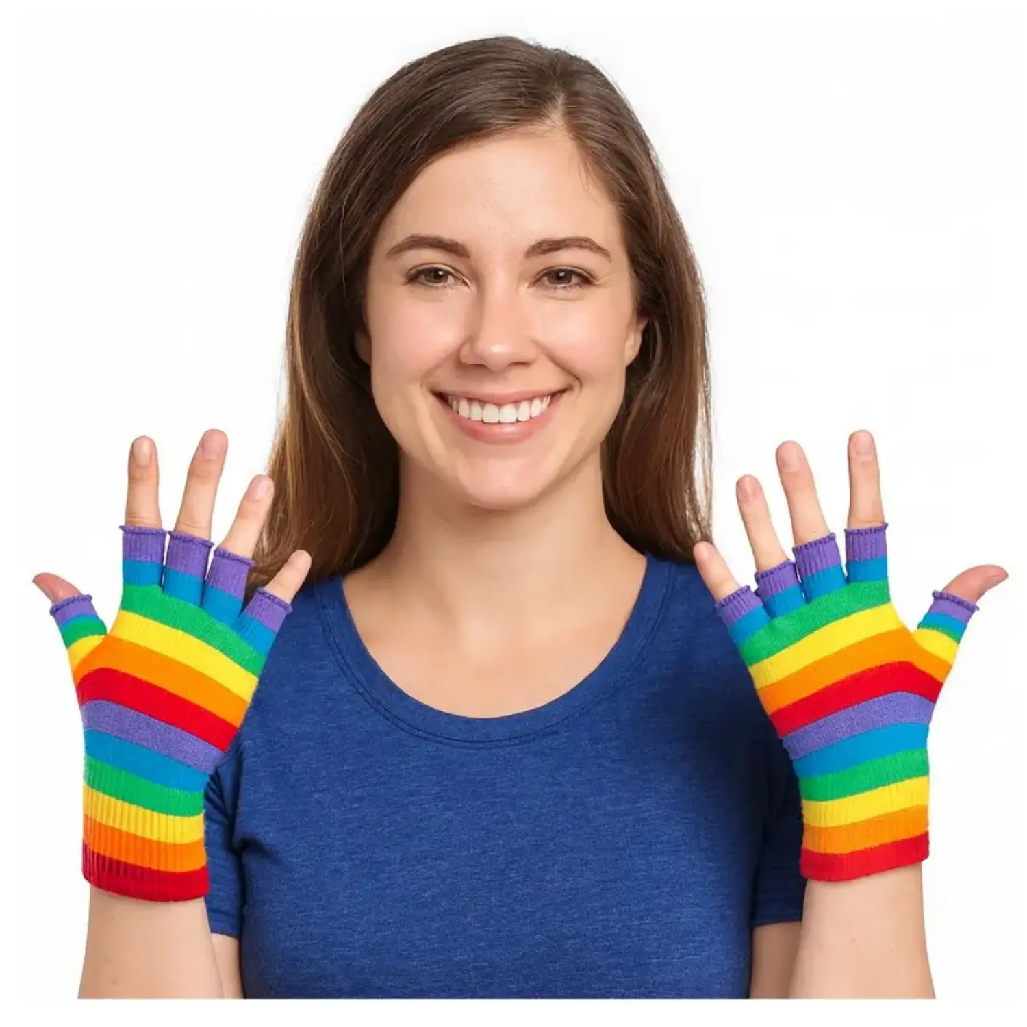 Rainbow Fingerless Gloves (Pair)