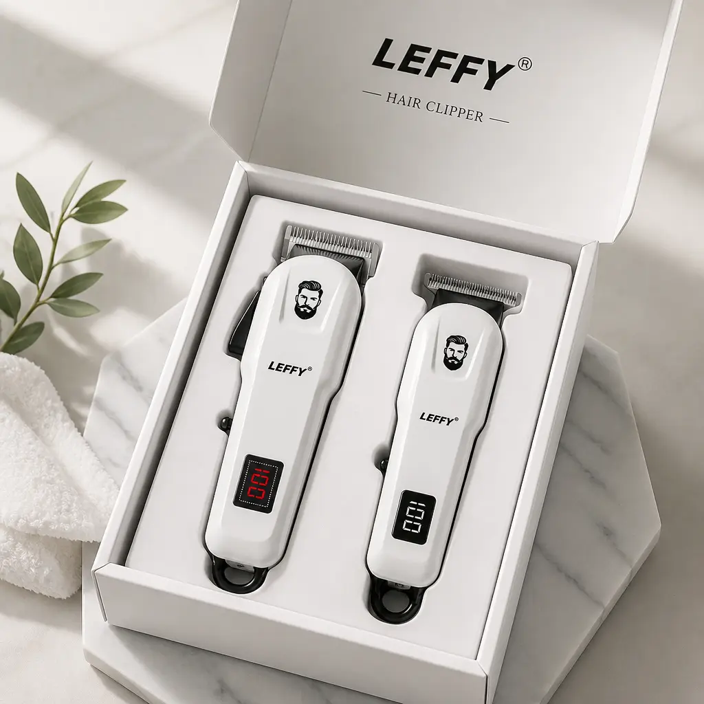 Electric hair clipper kit, 1 cassette guided comb and brush professional LEFFY hair clipper, long range cordless wireless hair clipper suitable for travel, Cordless USB Rechargeable Hair Clipper Kit， lcd power display