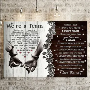1 Piece Personalized Couple Poster, When I Say I Love You, We Are a Team, Meeting You Was Fate Canvas Painting, Wooden Wall Art, Gift for Him, Gift for Her, Birthday Anniversary Couple Love Poster (Wooden Frame)
