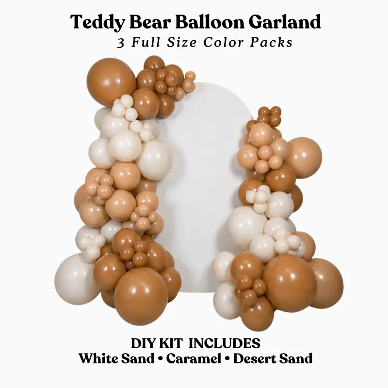 Teddy Bear Balloon Garland- Carmel, White Sand, Desert Sand DIY kit