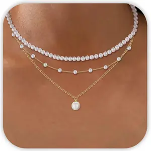 PEALICIOUS Pearl Necklaces for Women, 14K Layered Gold/Silver Pearl Jewelry Set as Gifts for Her, Gold Seashell Necklace Dainty Silver Jewelry as Bridesmaid Bride Wedding Gifts