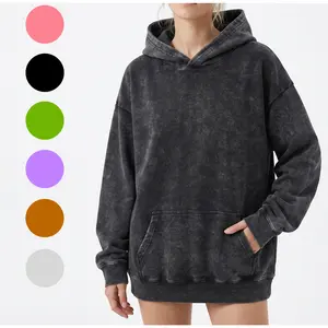 2 Pack Oversized Acid Wash Hoodie 2026 Women's Pullover Sweatshirt Vintage Loose Fit Winter Long Sleeve Tshirts&Hoodies DG010 Casual Fashion Cotton Polyester Streetwear Tops
