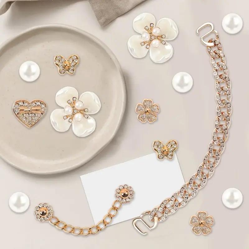 Bling Shoe Charms Set, Pearl Flower & Crystal Rhinestone Accessories for Women’s Clogs and Shoes, Cute Decoration for Party & Valentine's Day Gift Bling Shoe Charms Set, Pearl Flower & Crystal Rhinestone Accessories for Women’s Clogs and Shoes, Cute Decoration for Party & Valentine's Day Gift