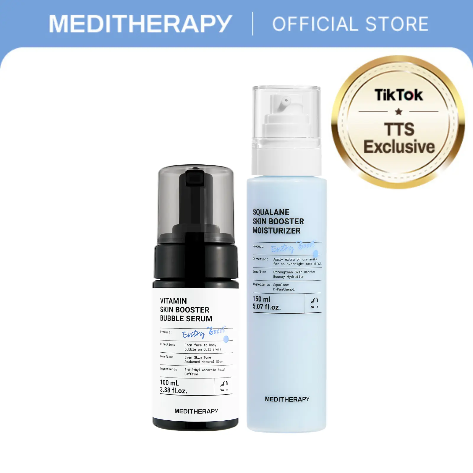 Vitamin C & Oil Viral Detox Duo | Lemon+Vegan Oil Skincare Set | Well-being Skincare, Glass skin, Skin detox | Vitamin C Bubble Serum 100ml + Squalane Moisturizer 150ml l MEDITHERAPY Official