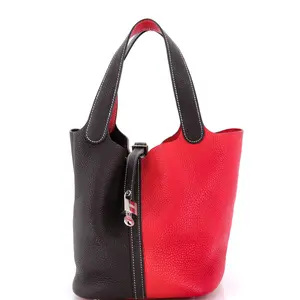Pre-owned HERMÈS material Bucket Bags Hermes Picotin Lock Bag Bicolor Clemence MM by Rebag