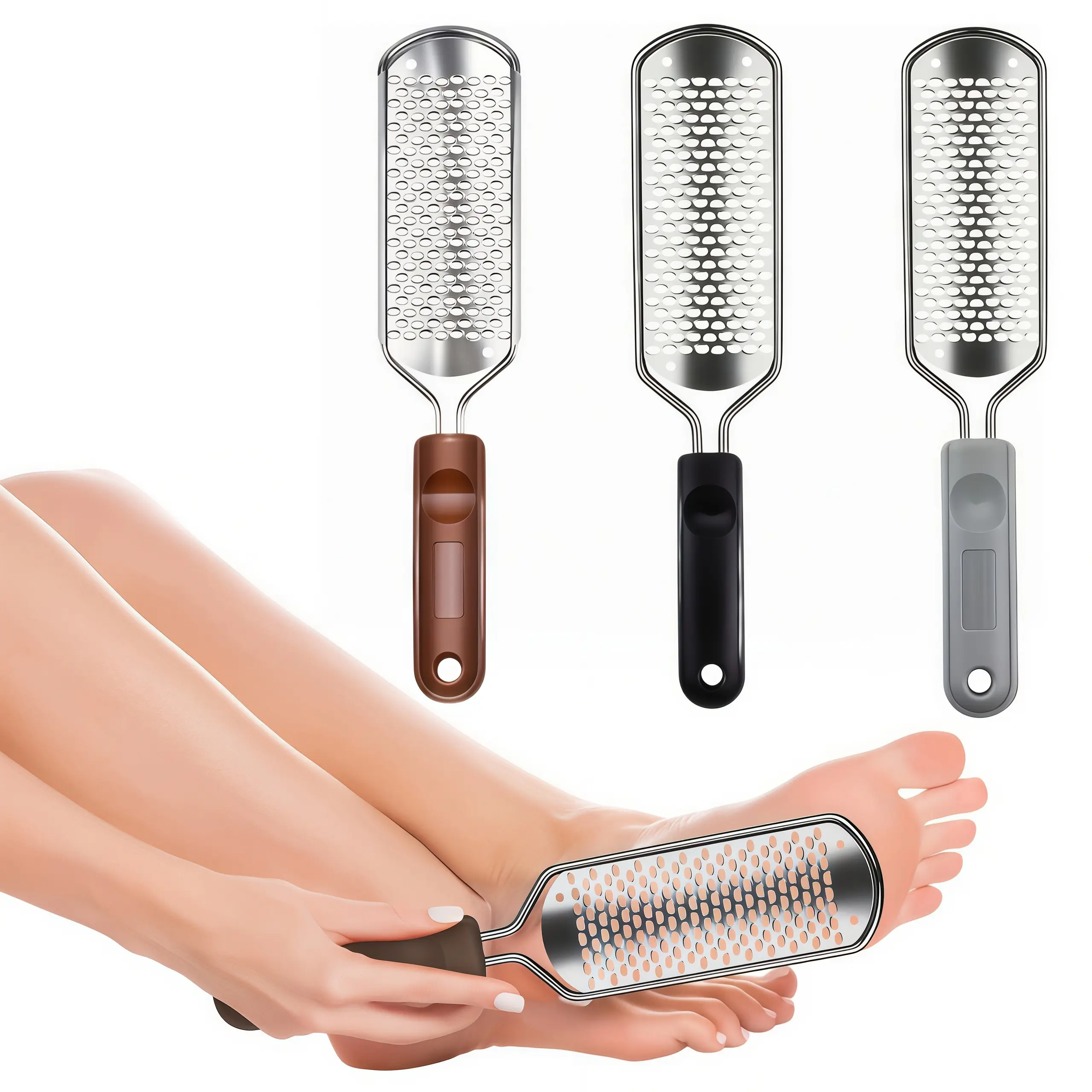 LMMAKE 1SET Foot Files and Rasp Callus Removers Stainless Steel Coarse and Fine Scrapers for Dry or Wet Feet Remove Dead Skin and Repair Cracked Heels
