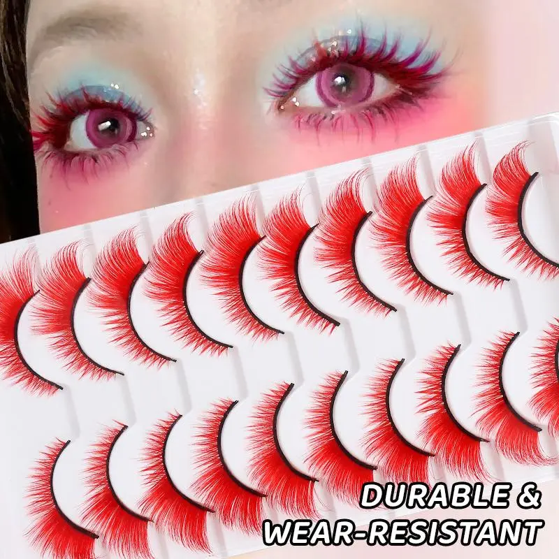 DINGSEN Colorful Lashes Fake Eyelashes DIY Lashes Blue Red Pink Colored Eyelash False Eyelashes Natural Stirp Eyelashes Cosplay 2026 New