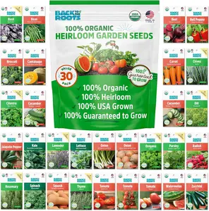 Heirloom Organic, Non-GMO & USA Grown Seeds, 30ct Herb, Fruit, and Veggies, Assortment May Vary, Guaranteed to Grow