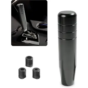 Gear Stick Knob, Heavy Weighted Car Shift Head With 3 Threaded Adapters, Aluminum Alloy Lever Knob (Black)