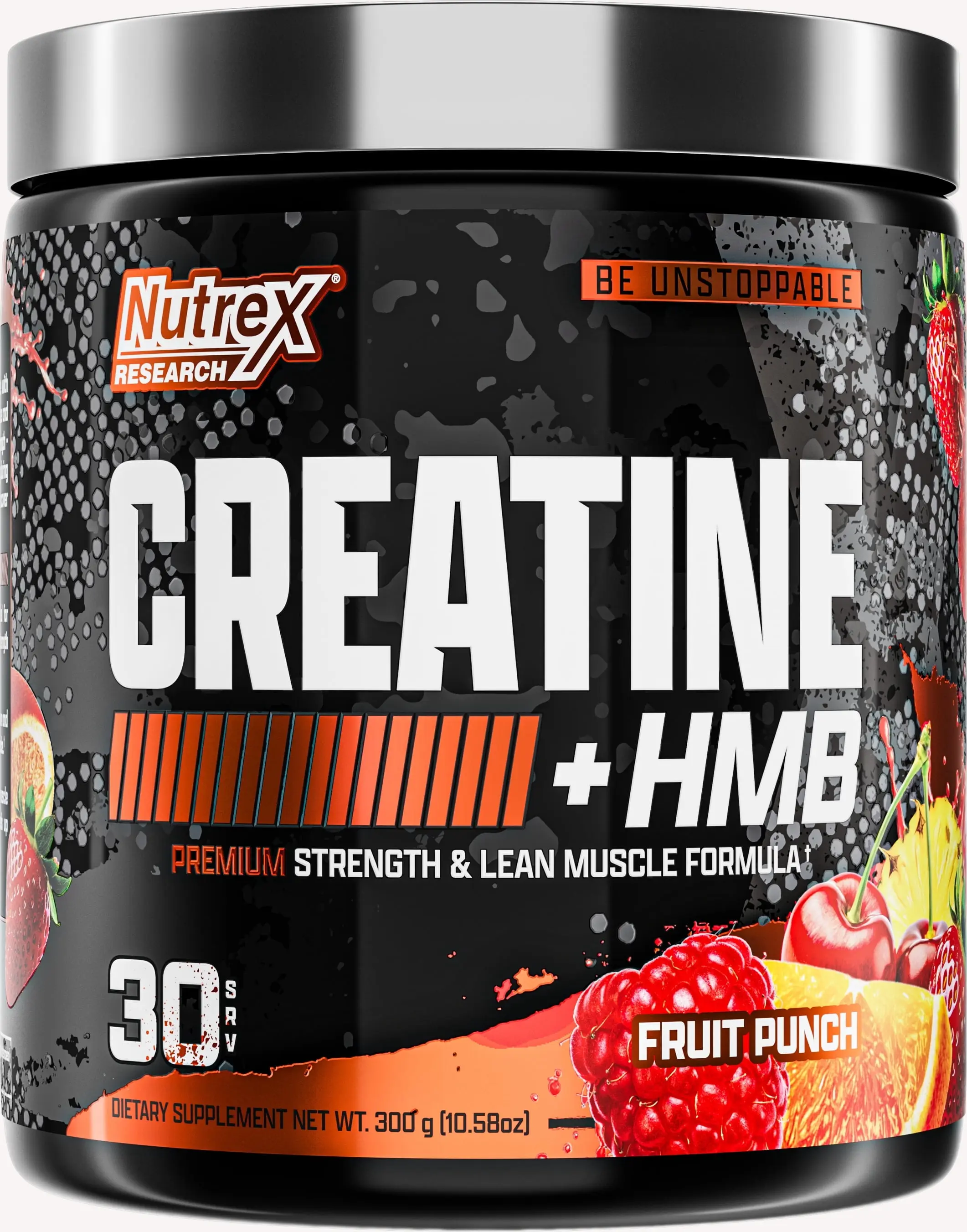 Nutrex Research Creatine + HMB Fruit Punch 5g Creatine, 1.5g HMB Strength and Lean Muscle Formula 30 Servings
