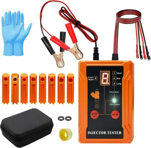 Universal Fuel Injector Tester, Adapter DIY Cleaning Tools Kit Set with 8 Pulse Modes, 4 Wire Dual Channel for 2 Fuel Injectors, 8 Size Cleaning Adapters, 12V Output Power for Automotive Motorcycle