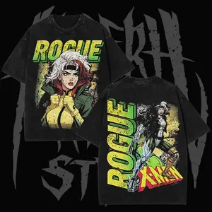 Retro 90s Rogue Inspired X-Gene Symbol Graphic T-Shirt – Mutant Superhero Vintage Washed Cotton Tee, Unisex Streetwear Shirt, Gift for Fan, Gift for Him