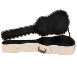 41" Folk Guitar Hardshell Carrying Case Fits Most Acoustic Guitars Microgroove Flat Beige