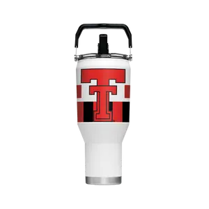 Stainless Steel Printed Texas Tech 100th Anniversary 40oz Leakproof Portable Insulated Carry Tumbler - Vacuum Flask, Reusable Water Bottle with Lid