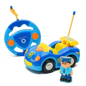 2-Pack Remote Control Cartoon Cars for Toddlers – Police & Racing Car Set with Removable Action Figures – Blue/Red