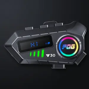 Y30 Motorcycle Bluetooth Headset, LED Digital Power Display, 2-Way Pillion Intercom for Couples & Families, Latest BT 6.0, 18H Talk Time, IP56 Waterproof, Split-Type Detachable Helmet Speakers