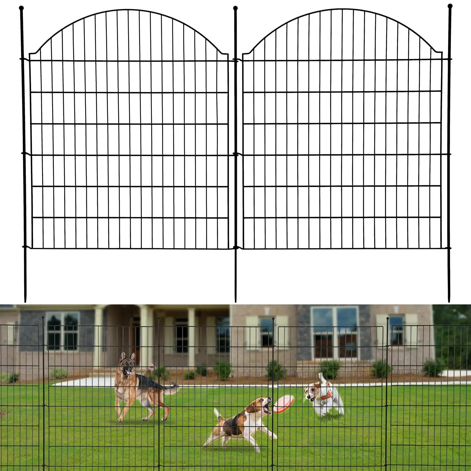 Garvee 10 Panels No Dig Garden Fence, 32 in (H) x 23.6 ft (L), Rustproof Metal Animal Barrier with Ground Stakes for Garden, Patio, Flower Bed Fencing and Borders
