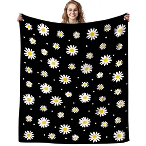Daisy Blanket Soft Flannel Blanket for Sofa Bed Warm and Lightweight for Boys Girls Adults 50 Inch X 40 Inch