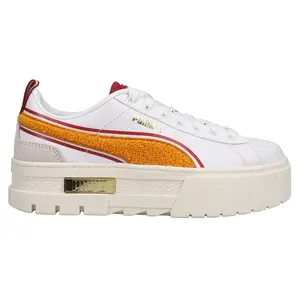PUMA Womens Mayze New Heritage Logo Platform Sneakers Shoes Casual - White PUMA Womens Mayze New Heritage Logo Platform Sneakers Shoes Casual - White