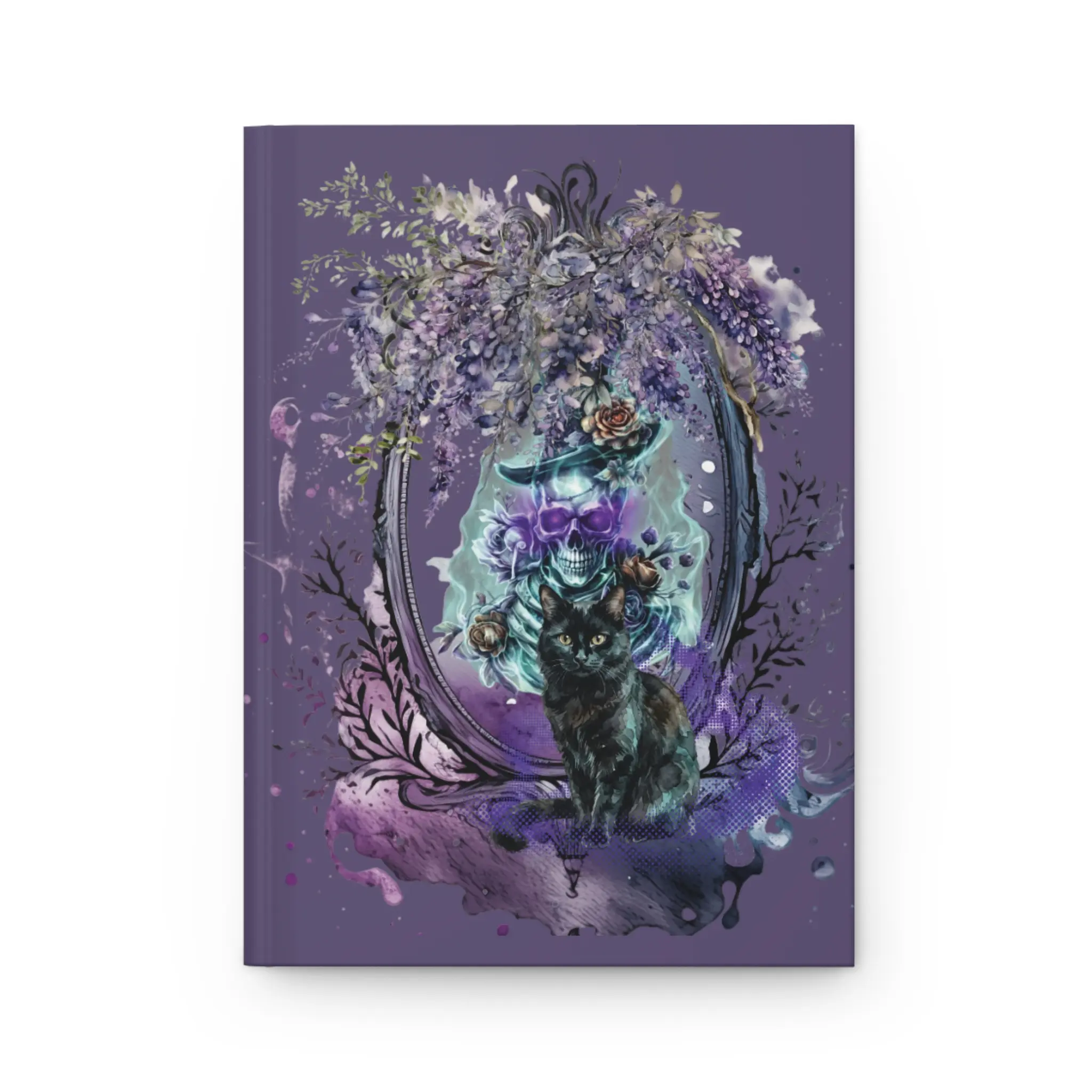 Hardcover Mystical Cat Witch Journal - Whimsical Fantasy Notebook with 150 Lined Pages, Bright Crisp Colors, Flexible Binding, Painted Florals, Ideal for List-Making (Office Stationery Supplies), Cute Animal Motif Notebooks