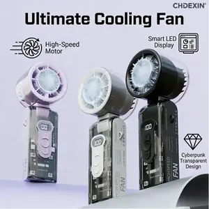 2-Second Cooling 100-Speed Handheld Cooling Fan Foldable LED Digital Display Turbo Fan| Transparent Mecha Style