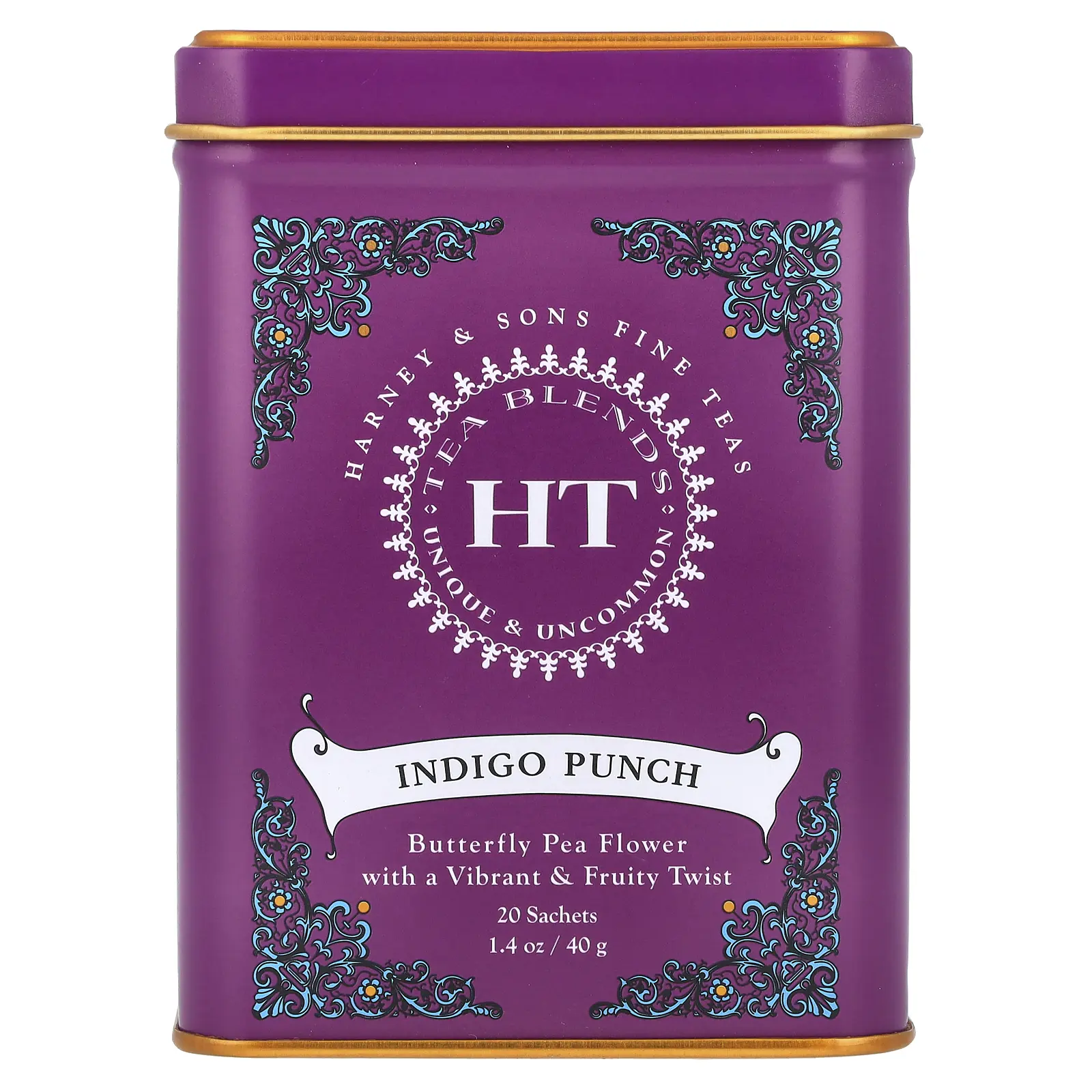 Harney & Sons HT Tea Blends, Indigo Punch, Caffeine Free, 20 Sachets, 1.4 oz (40 g)
