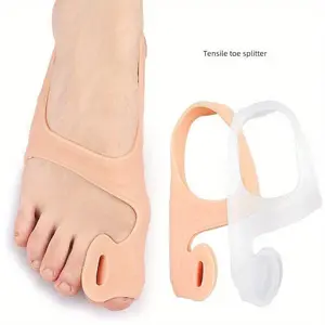 Toe separators, with elastic straps and soft anti-friction covers, for the outward-turned big toe toe separators.