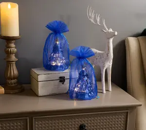 Mr. Christmas (2) 6" Twinkling Glass Nostalgic Trees with Gift Bags Mr. Christmas (2) 6" Twinkling Glass Nostalgic Trees with Gift Bags