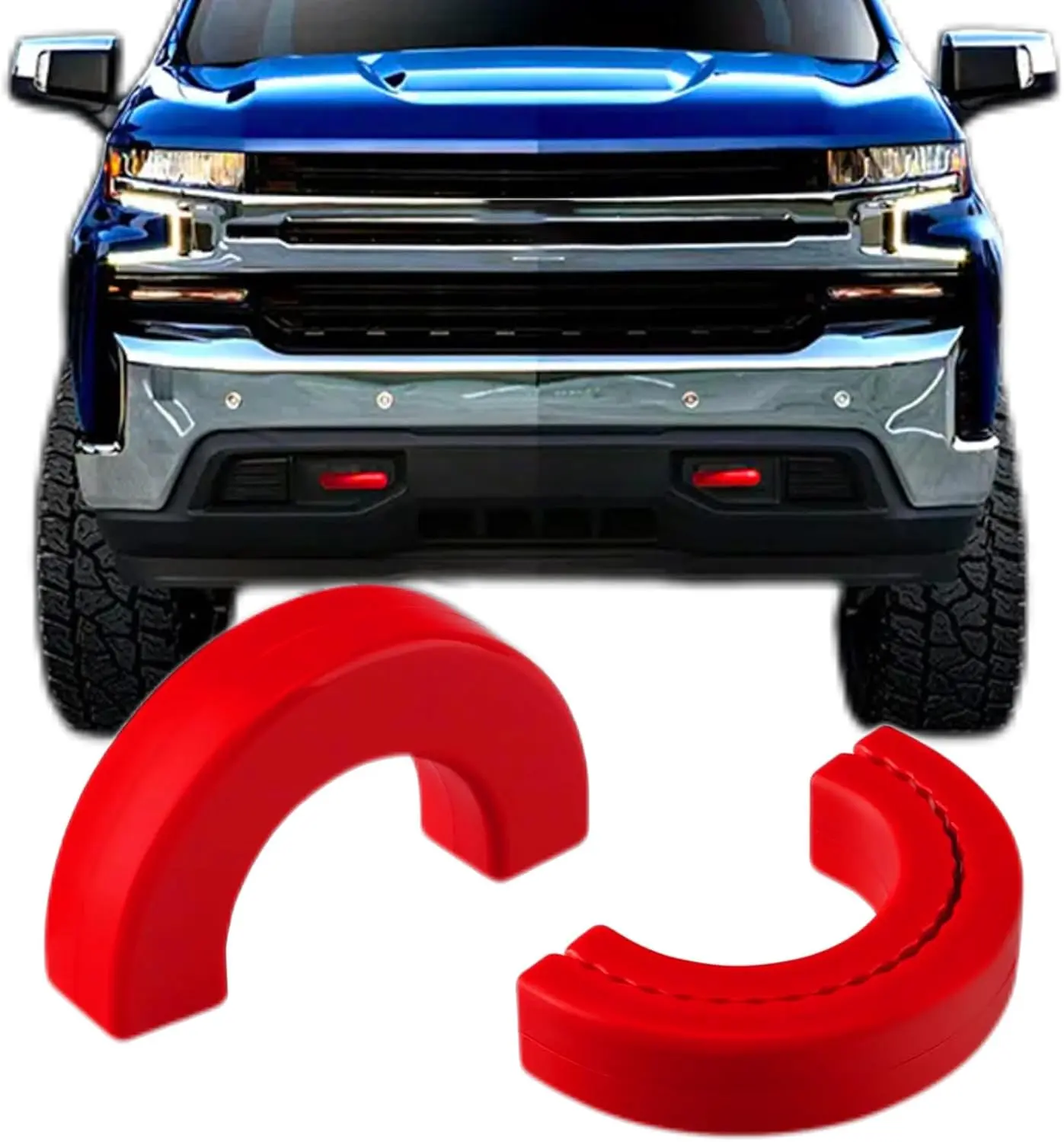 Red Flexible Silicone Tow Hook Covers - Automotive Front Exterior Replacement for Silverado, GMC Sierra - Easy-Install Pickup Truck Accessory, Car Accessory, Accessories For Your Car, Automotive Accessories