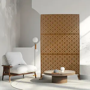 48"L×16"W×76"H Brown Hammertone Freestanding Metal Privacy Screen, Steel Decorative Fence for Dividers Room Dividers, Indoor Outdoor Patio Balcony Use