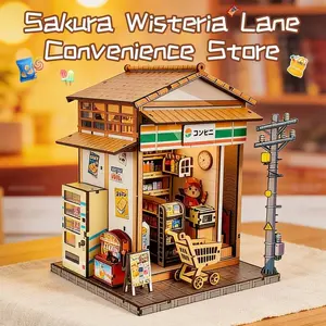 DIY Japanese Style House Model Kit, Sakura Vine Lane 3D Creative Toy Miniature Home Art Display Piece, Assembly Craft Decoration
