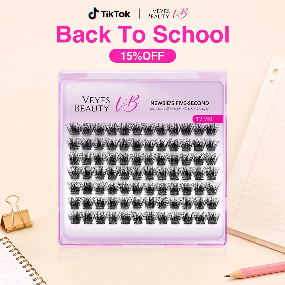 VEYESBEAUTY VB-Siren Cluster Lash Single Length Refill & Replacement OptionFor Mixed Length Invisible Band Lashes Eyelashes Newbie's Five-Second Volume Wispy Soft Comfortable Mini Tray Makeup Cosmetic for Self Application at Home,sunscreen